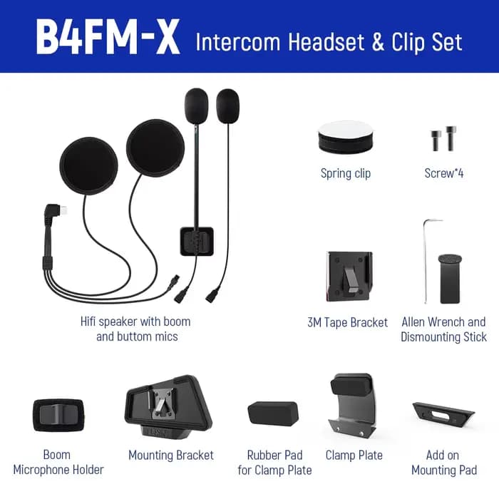 LEXIN LX-B4FM-X interphone casque et jeu de clips