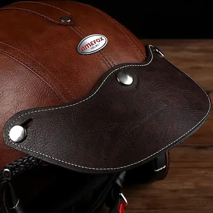 Casque de moto vintage en cuir PU
