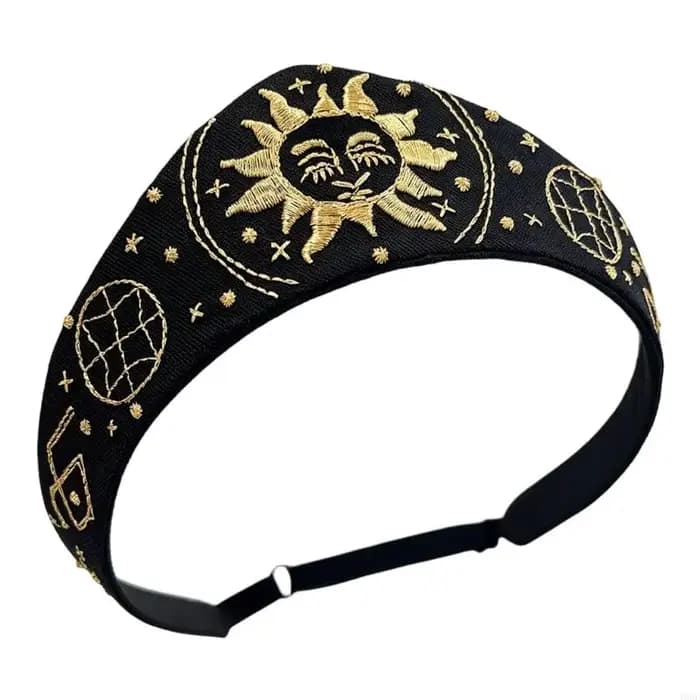 Accessoire pour cheveux brodé avec large panneau en tissu pour le fête, les photos les tenues Y08E