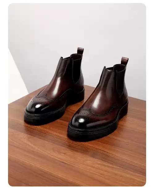 Botte haute pour hommes avec cuir gaufré