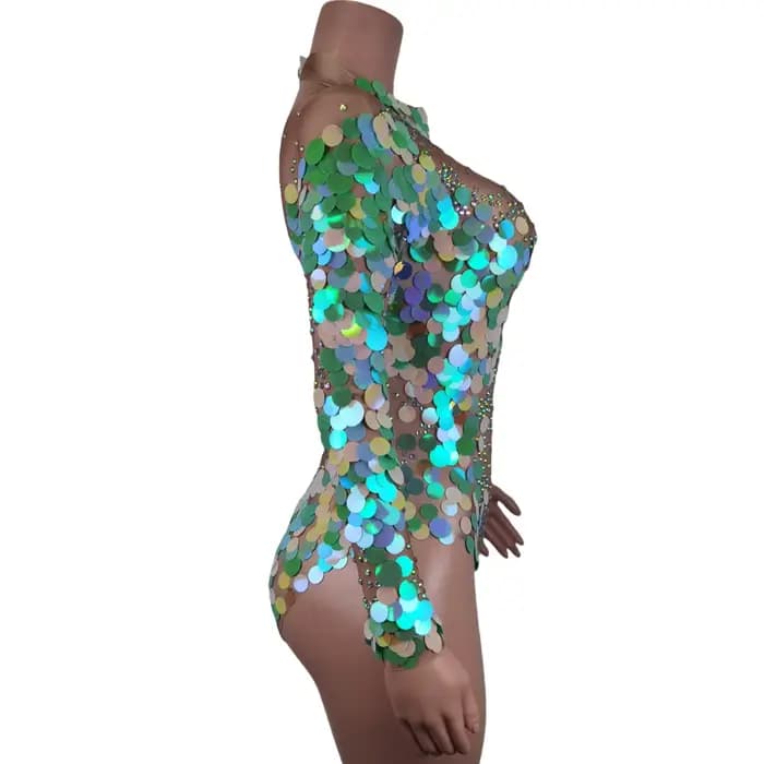 Sequin Jumpsuit Ladies Jazz Dance Show Clothing Party Sexy Rompers Women Party Mesh Rhinestone Bodycon Jumpsuits