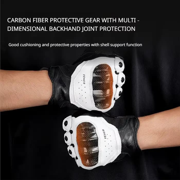 Gants de moto FEHER FT-005 unisexes en cuir véritable