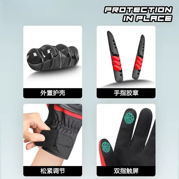 Gants de Moto pour hommes hiver imperméable coupe-vent écran tactile