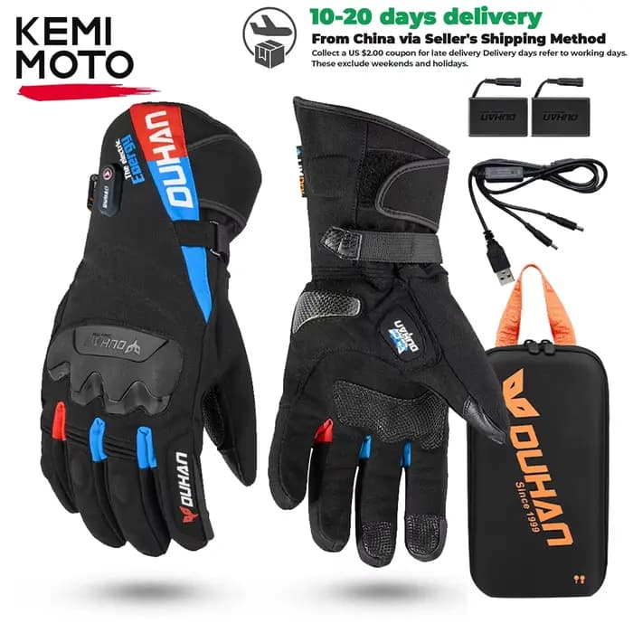 Gants d'hiver chauffants pour Moto