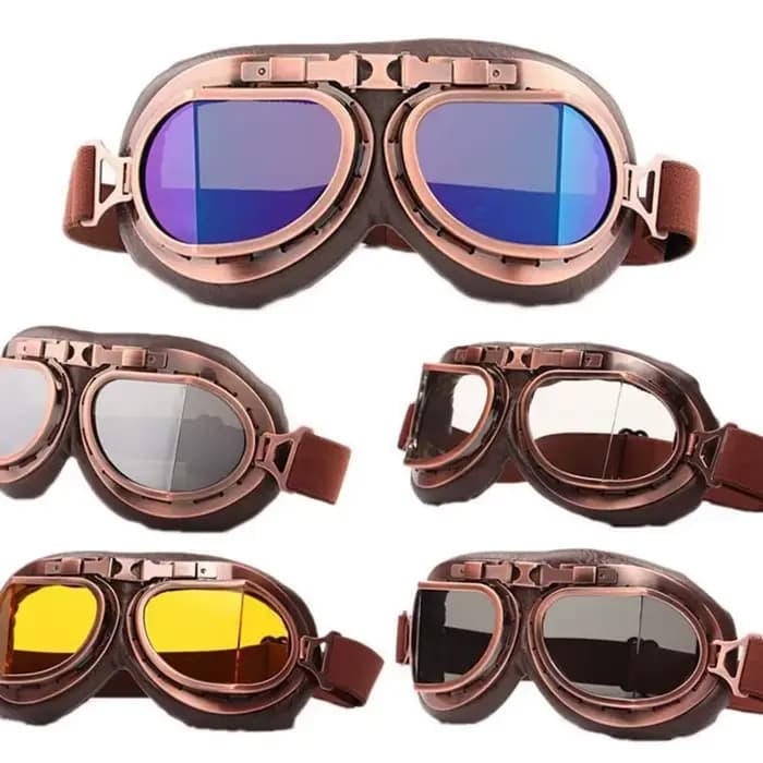 Lunettes de moto en cuir vintage