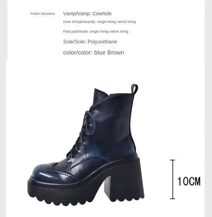 Bottes de Moto à Talons Hauts en Cuir de Vache pour Femme