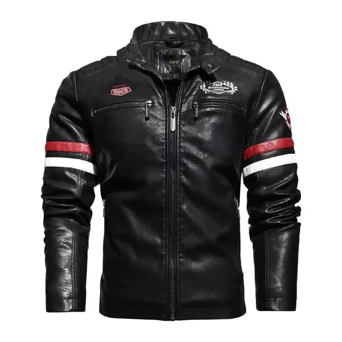 Blouson en cuir de course moto pour homme, blouson brodé assorti, blouson punk rock, pour hommes d'affaires automne et hiver