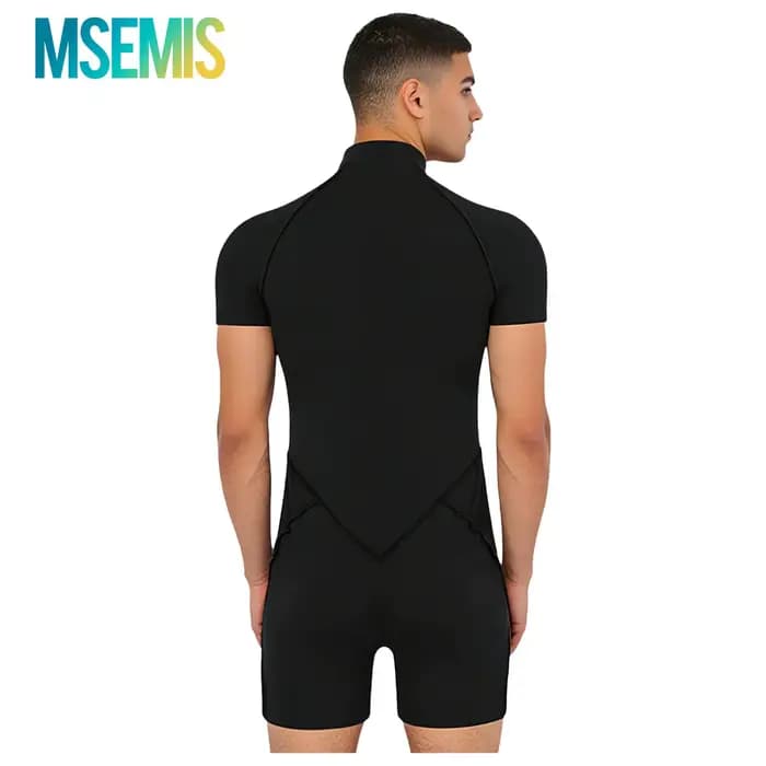 Short pour hommes bas justaucorps combinaison barboteuses body maillot de bain col montant fermeture éclair avant manches courtes musculation combinaison maillots de bain