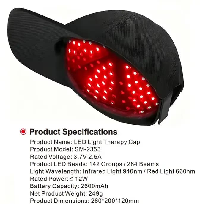Casque de Croissance Capillaire Anti-Chute et Stimulant la Repousse, 142 LED, Dispositif de Thérapie par la Lumière pour la Repousse des Cheveux, Chapeau de Traitement Relaxant pour la Tête