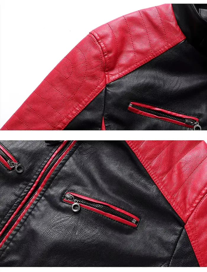 Veste en cuir Patchwork pour Moto