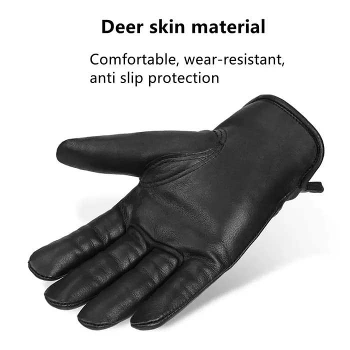 Gants thermiques en cuir de moto pour hommes et femmes