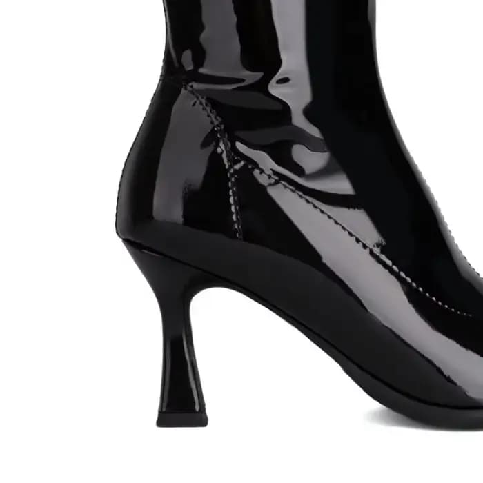 Bottes de moto en cuir noir élastique