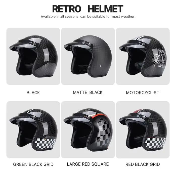 Casque universel trois-quarts en fibre de carbone