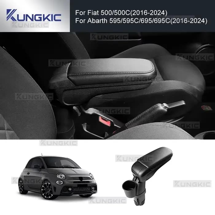 Boîte d'accoudoir pour Fiat 500, accessoires d'accoudoir de voiture, pièces de rénovation intérieure pour Abarth 595 2016 2017 2018 2019 2020 2021 2023 2024