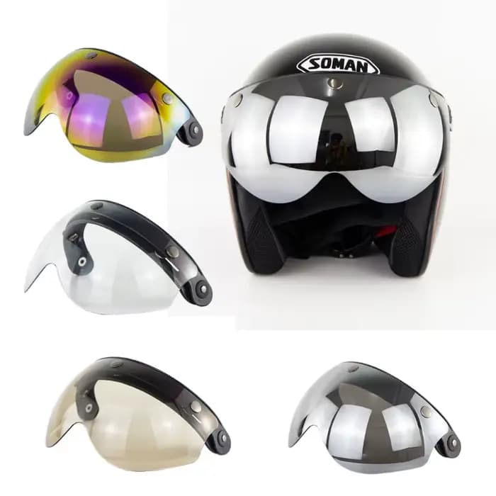 Bouclier de lentille de visière coupe-vent à 3 boutons-pression pour casques de moto rabattable face ouverte H9EE