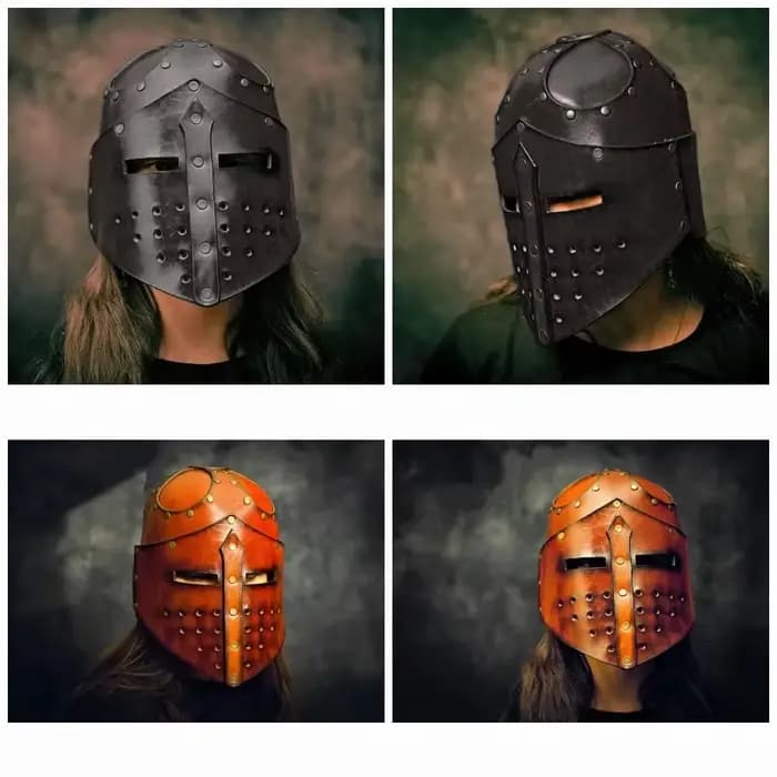Casque de Chevalier Médiéval, Casque de Guerrier Pirate en Cuir PU, Masque, Chapeau, Accessoires de Costume de Cosplay pour Guerriers et Soldats