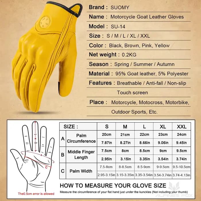 Gants de course de moto en cuir perforé pour hommes et femmes