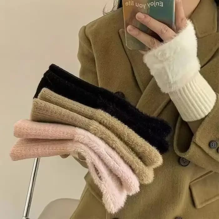 1 pièce-gants demi-doigt chauds et résistants au froid pour femmes en automne et en hiver