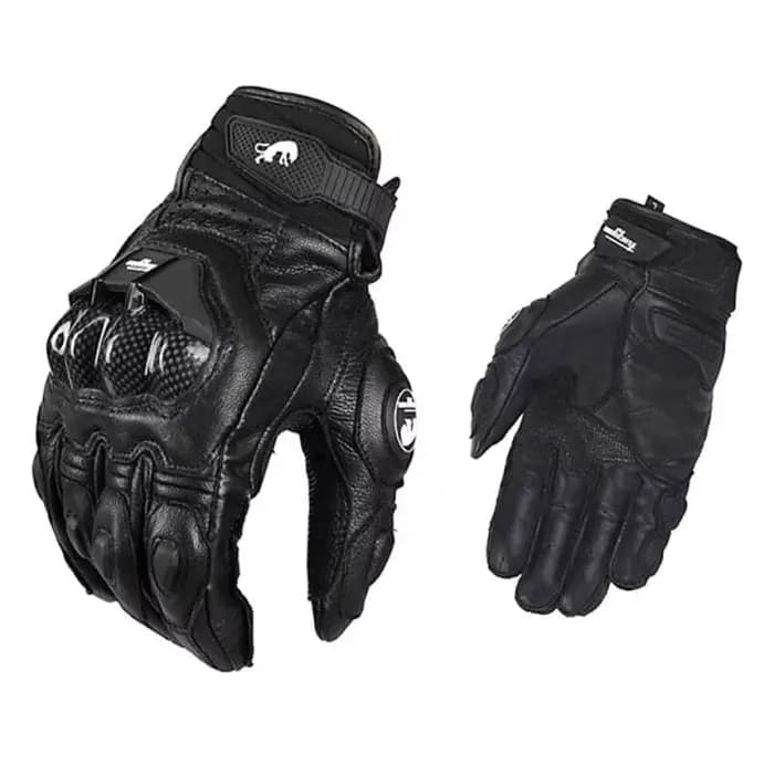 Gants de moto de course noirs pour hommes en cuir véritable blanc gant tactile d'équitation sur route