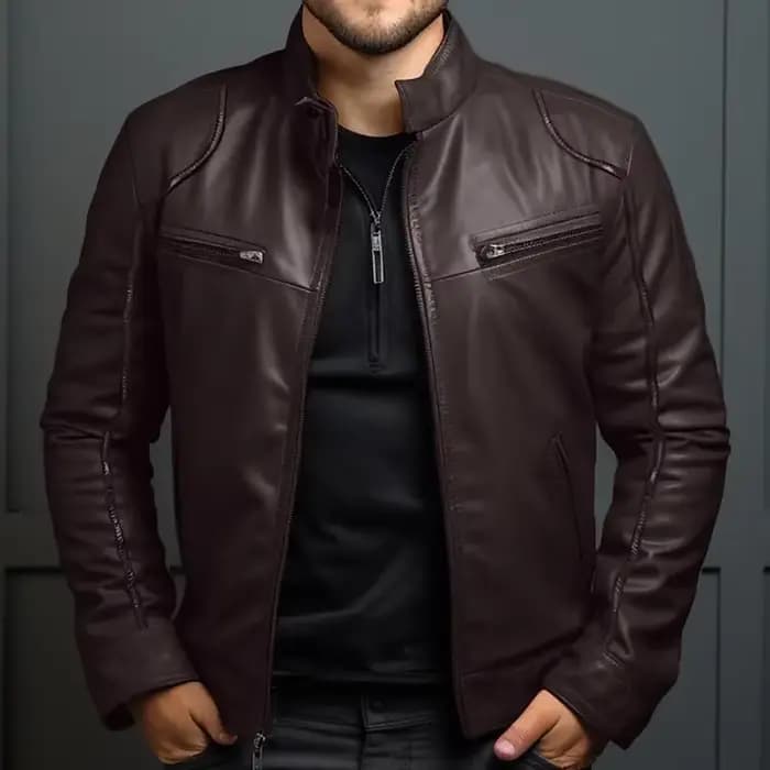 Veste de moto en cuir pour hommes