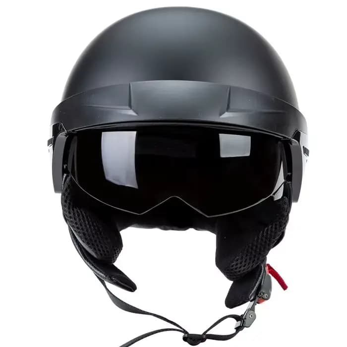 Casque de Moto rétro visage ouvert demi-casques Cruiser Vintage avec pare-soleil boucle à dégagement rapide