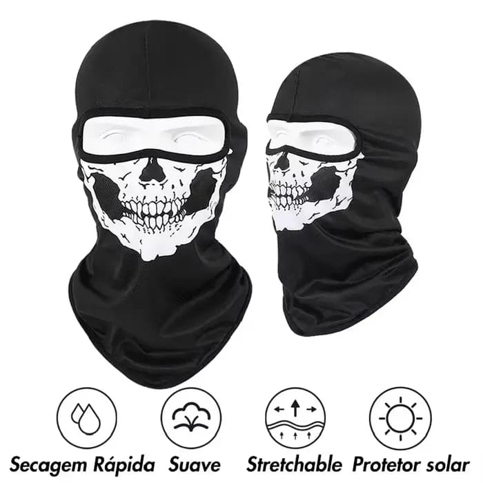 Cagoule de vélo masque complet imprimé crâne moto