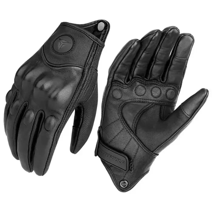 Gants de moto en cuir véritable pour homme