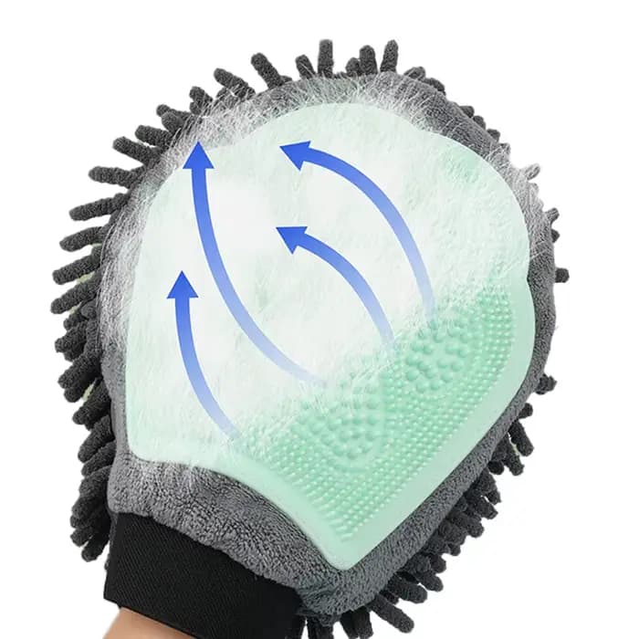 1PC Gants de toilettage pour animaux de compagnie, gants double face pour le nettoyage et le massage, lavage et bain des chiens, absorption rapide de l'eau, gants pour enlever les poils