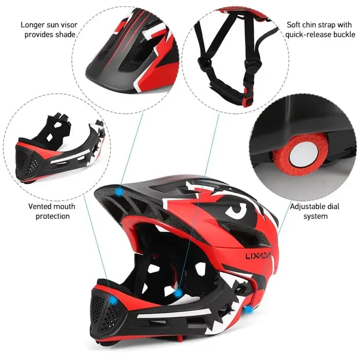 Casque intégral réglable pour enfants – Protection légère pour le vélo