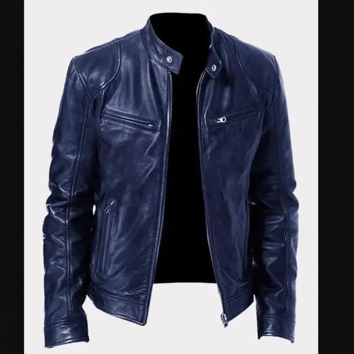 Veste de moto en cuir Punk pour hommes, manteau de motard à col montant, mode jeunesse, Style urbain, fermeture à glissière, sans capuche, disponible en Stock