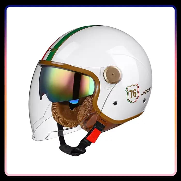 DOT ECE casques ouverts Jet Moto casque Daul lentille rétro semi-ouvert