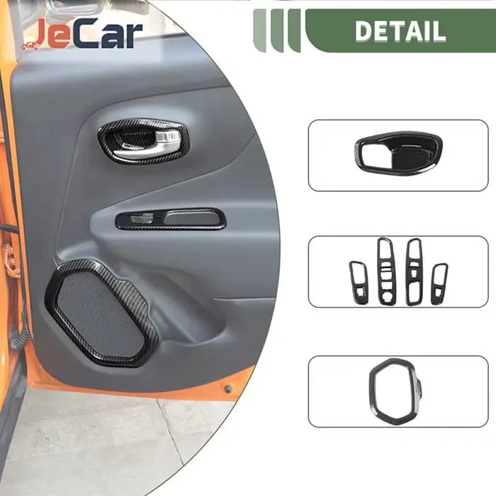Accessoires d'intérieur de voiture pour Jeep Renegade 2016 up, décoration de volant, équipement de protection, commande centrale, autocollants de couverture ABS
