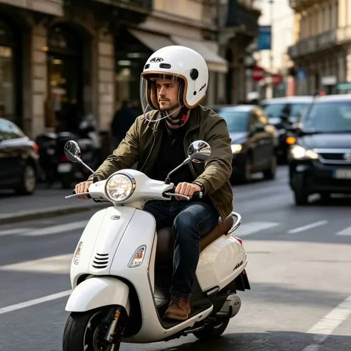 AK (Aikai) 728 – Casque de moto électrique unisexe trois-quarts avec double miroir et réglage