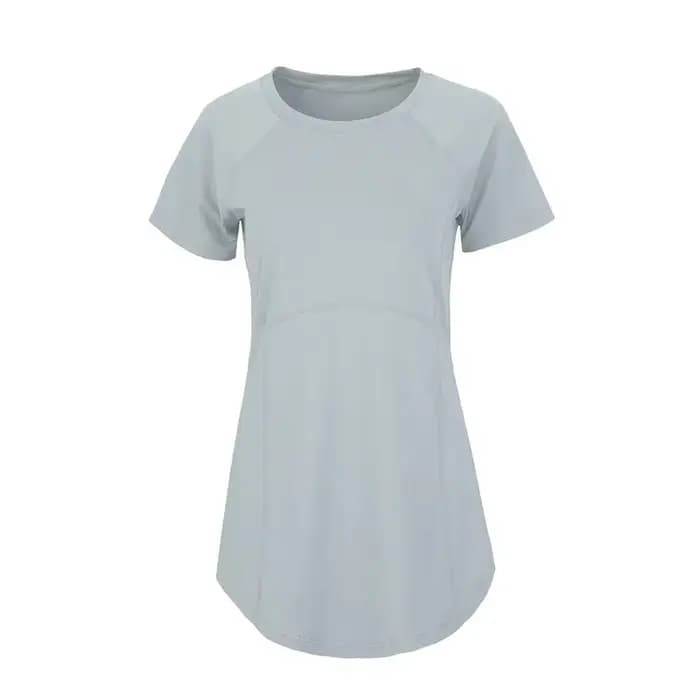 Costume de Yoga pour femmes, manches courtes, nouveau Style d'été, longueur moyenne, couvrant les hanches, amincissant, séchage rapide, haut respirant, Fitness, Sport, T-Sh