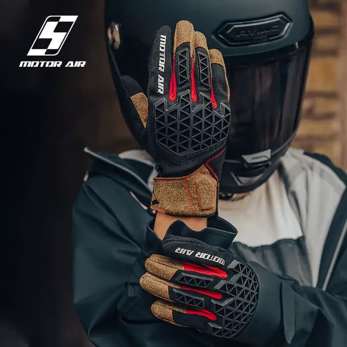 Moteur Air nouveaux gants de moto engrenages d'équitation été respirant grille cuir amorti Absorption des chocs anti-dérapant résistant à l'usure