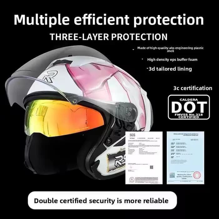 RSV 839 casque de moto demi-casques pour hommes et femmes rétro croisière double lentille Scooter 3/4 casques équitation casco de motocicleta