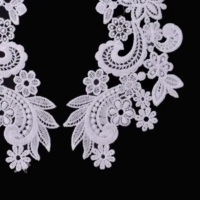 1 Paire de Collets Brodés Appliqués en Dentelle Blanche pour Couture, Accessoire de Mode Féminin DIY, Scrapbooking BW056