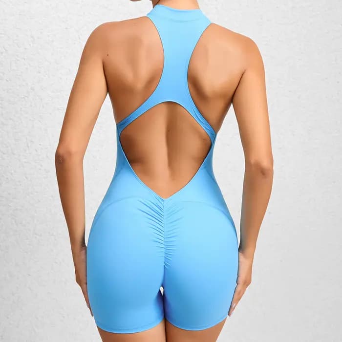 Femmes Yoga V dos nu combinaison entraînement body sans manches gymnase moulante vêtements de sport Fitness Yoga costume une pièce tenue