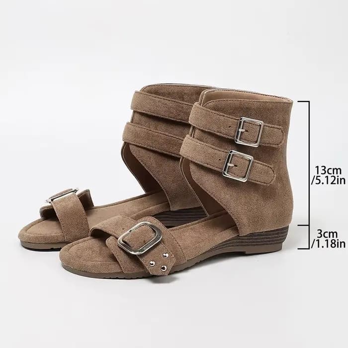 Bottines d'été compensées rétro françaises pour femmes