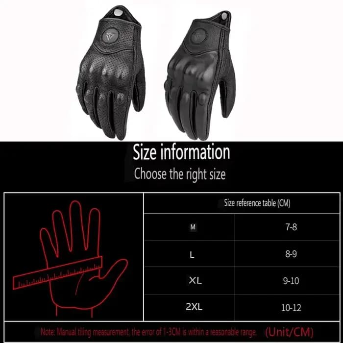 Gants de moto en cuir véritable pour homme