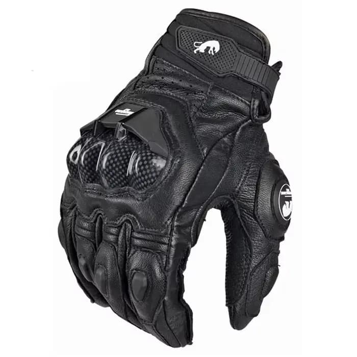 Gants de moto noirs de course en cuir véritable