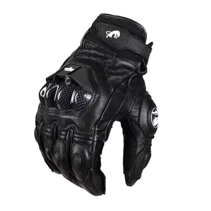 Gants de moto de course noirs pour hommes en cuir véritable blanc gant tactile d'équitation sur route