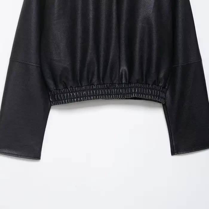 Vestes en cuir femmes noir Faux manteau vêtements d'extérieur solide à manches longues hauts 2025