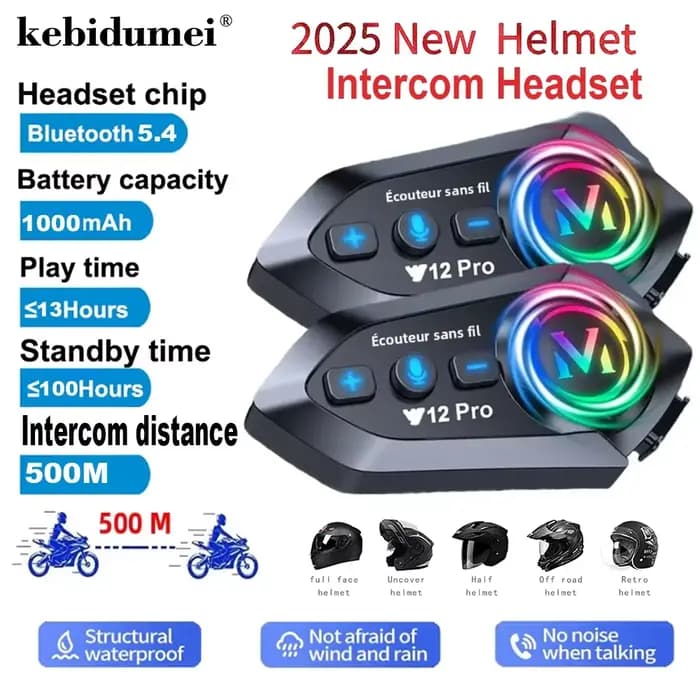 Y12 Pro double micro casque de moto interphone