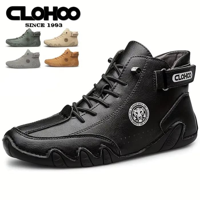 CLOHOO bottes courtes pour hommes Design poulpe cousues à la main