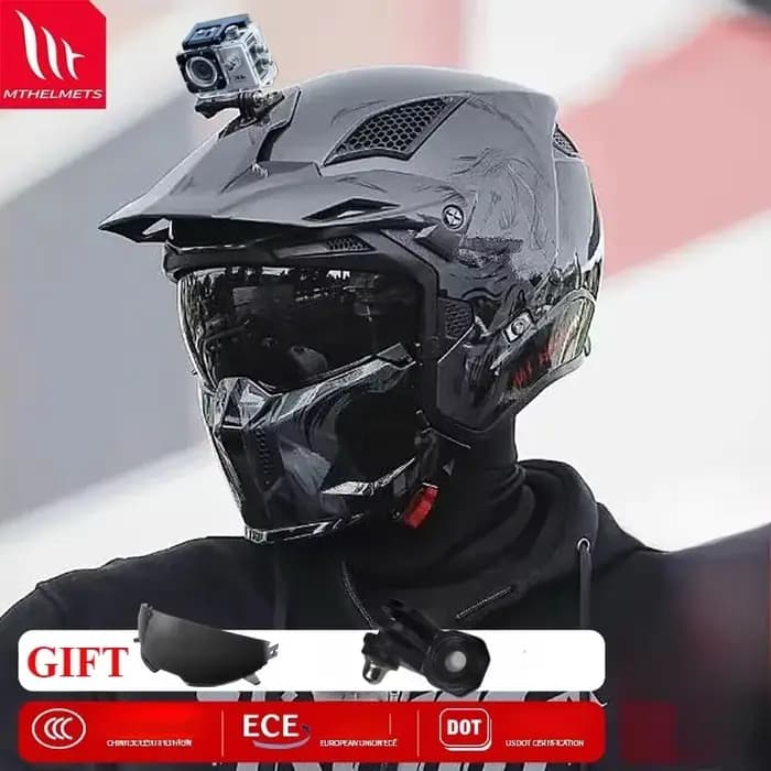 MT STREETFIGHTER Moto tout-terrain casque Anti-éblouissement cadeau lentille noire Motocross Capacete hommes ATV Moular