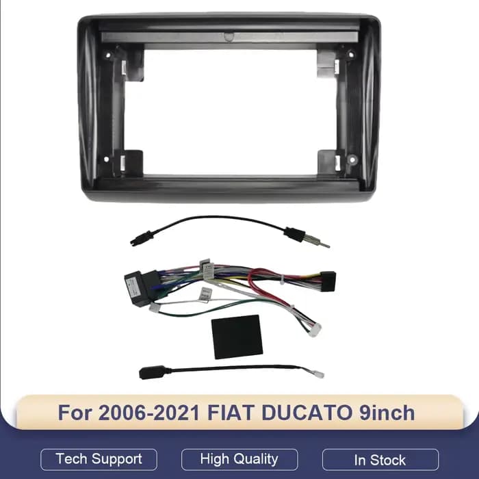 Pour Fiat Ducato 2006-2021, cadre d'autoradio Android 9 pouces 2 DIN, panneau de tableau de bord, faisceau de câblage, adaptateur, lecteur multimédia, décodeur Canbus