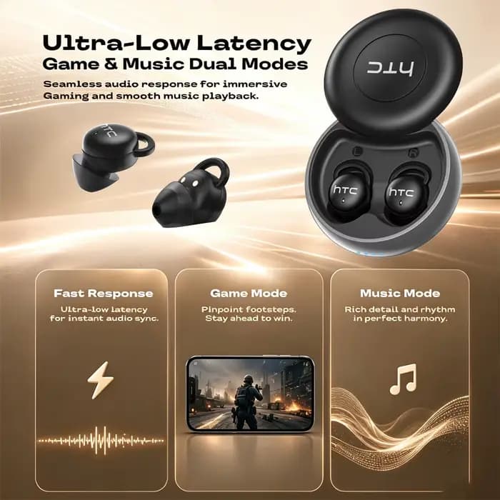 Écouteurs sans fil Bluetooth HTC NE91 pour le sommeil, réduction du bruit, soulagement de l'insomnie, adaptés aux dormeurs latéraux
