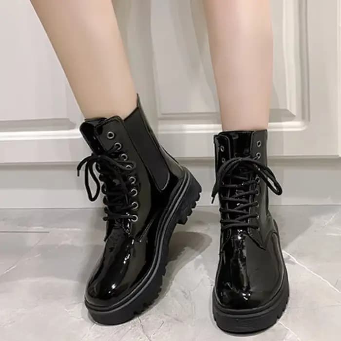 Chaussures de moto à bout rond et talon épais