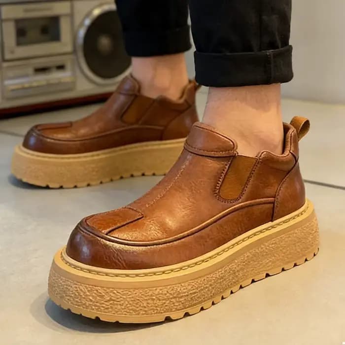 Bottes de moto à semelles épaisses pour hommes